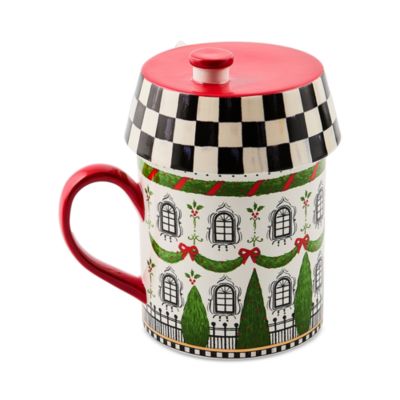 Holly Village Ceramic Lidded Mug