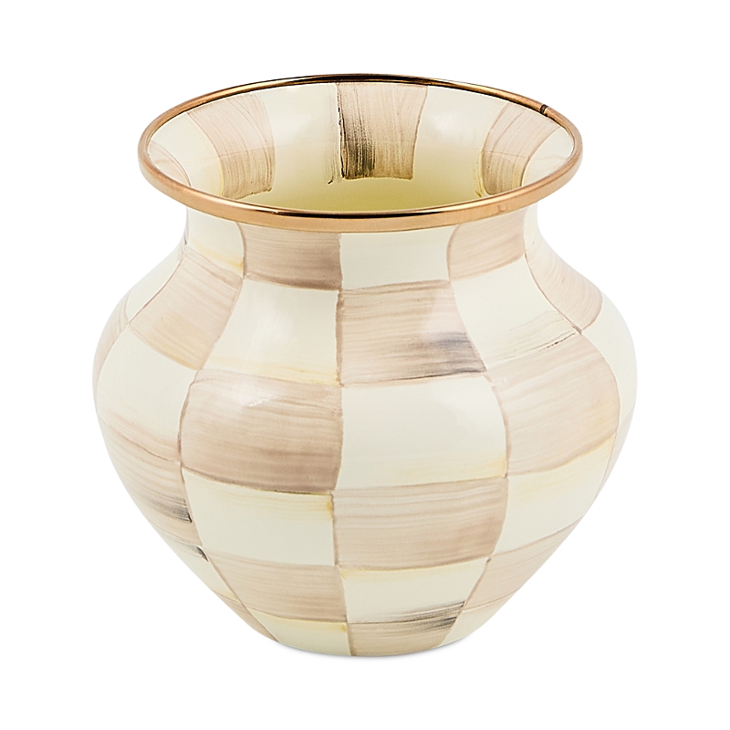 Mackenzie-childs Mackenzie Childs Mocha Check Tall Vase In Neutral
