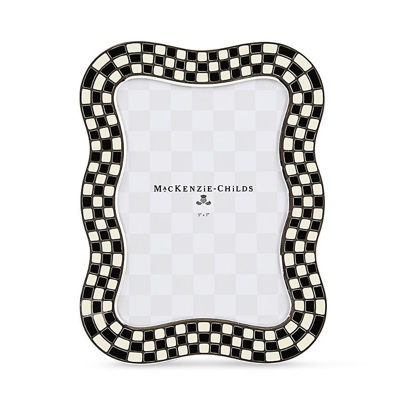 Mackenzie-childs Wavy Check Silver Plated Frame, 5x 7 In Black