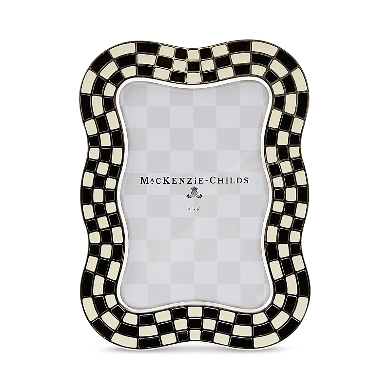 Mackenzie-childs Wavy Check Silver Plated Frame, 4x 6 In Black