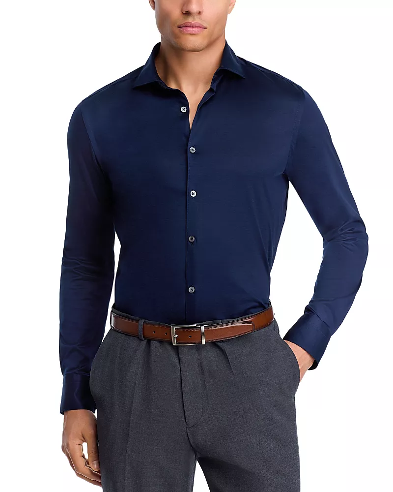 Canali Cotton Jersey Slim Fit Sport Shirt