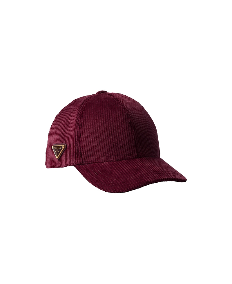 Prada Corduroy Baseball Cap In Brown