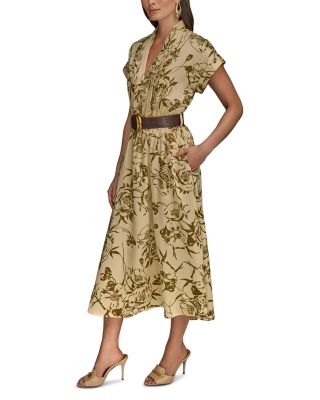 Belted Floral Print Dress