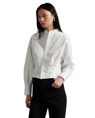 Cropped Cotton Poplin Tuxedo Shirt