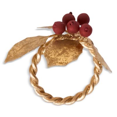 Forest Walk Holly Winter Berries Napkin Rings, Set of 4