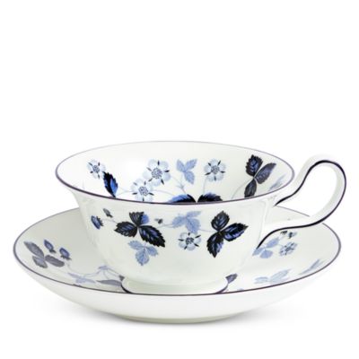 Wild Strawberry Inky Blue Teacup & Saucer 