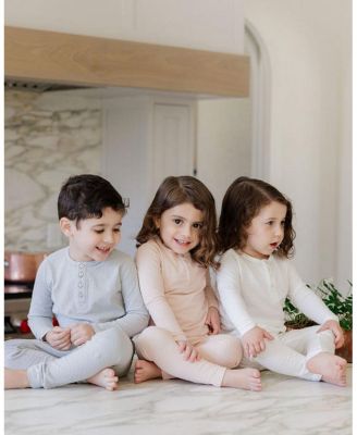  Unisex Heart and Star Button Pointelle Collection Lounge Set - Baby, Little Kid