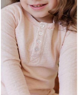  Unisex Heart and Star Button Pointelle Collection Lounge Set - Baby, Little Kid