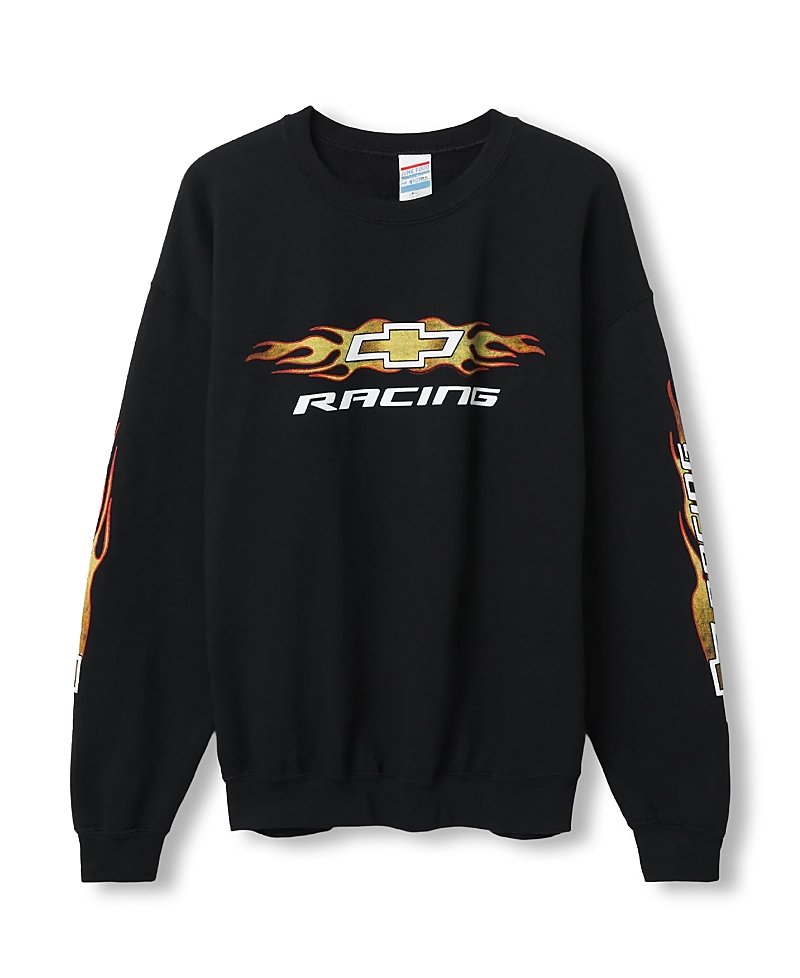Junk Food Clothing Chevy Racing Flames Flea Market Crew Fleece