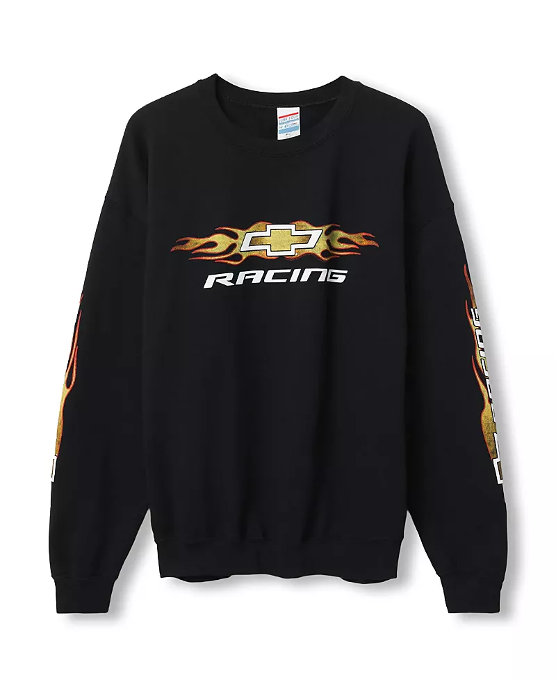 Junk Food Clothing Chevy Racing Flames Flea Market Crew Fleece
