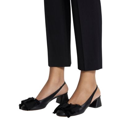 Women&#39;s Leather Heeled Slingback Ballerina