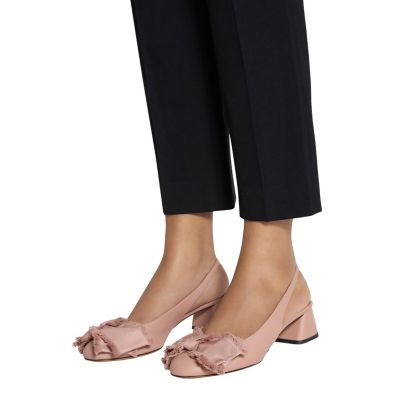 Women&#39;s Leather Heeled Slingback Ballerina