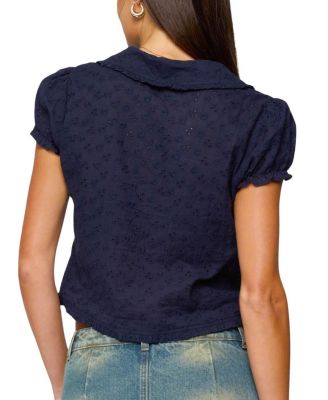 Lanie Eyelet Tailored Button Up Shirt