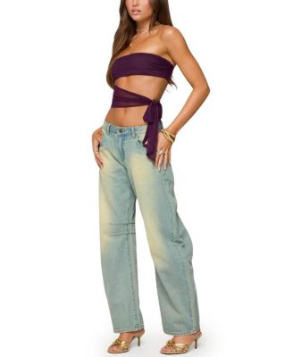 Amaro Strapless Side Tie Cut Out Top