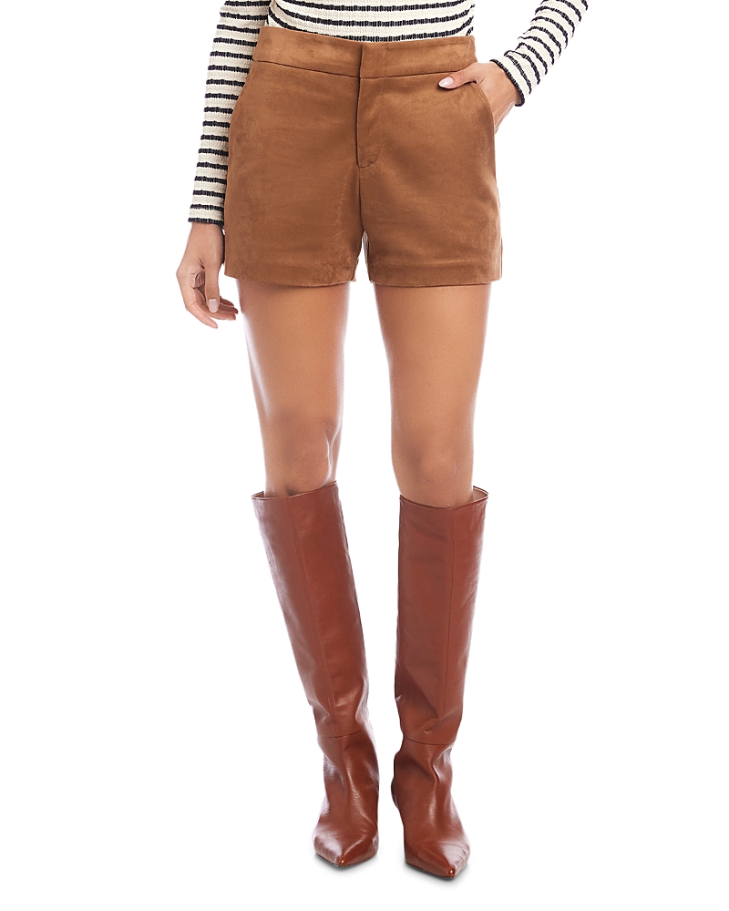 Fifteen Twenty Faux Suede High Waist Shorts In Brown