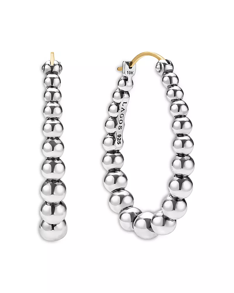 Lagos Sterling Silver Caviar Bubbly Beaded Hoop Earrings
