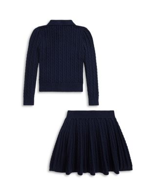 Cotton Polo Cardigan & Skirt Set - Big Kid, Little Kid