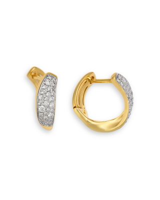 Diamond Huggie Hoop Earrings in 14K Yellow Gold, 0.35 tcw