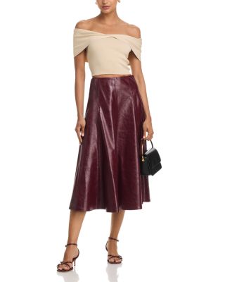 Faux Leather Midi Skirt - Exclusive