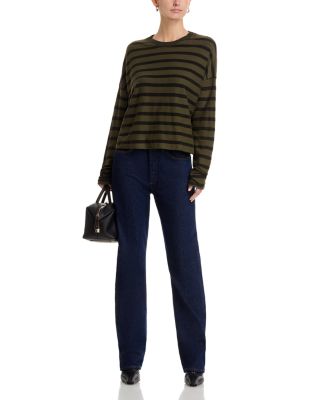 Cropped Long Sleeve Stripe Tee