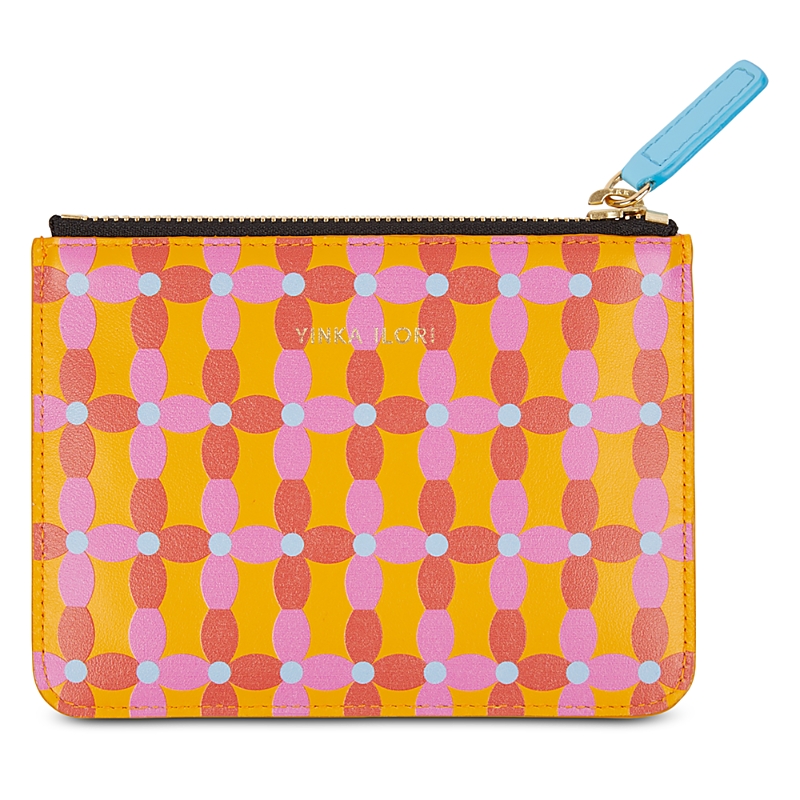 Yinka Ilori Core Ododo Leather Zip Pouch In Orange