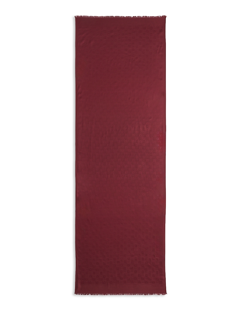 Ferragamo Monogram Silk Wool Scarf In Brown