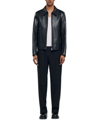 Leather Zip Front Jacket