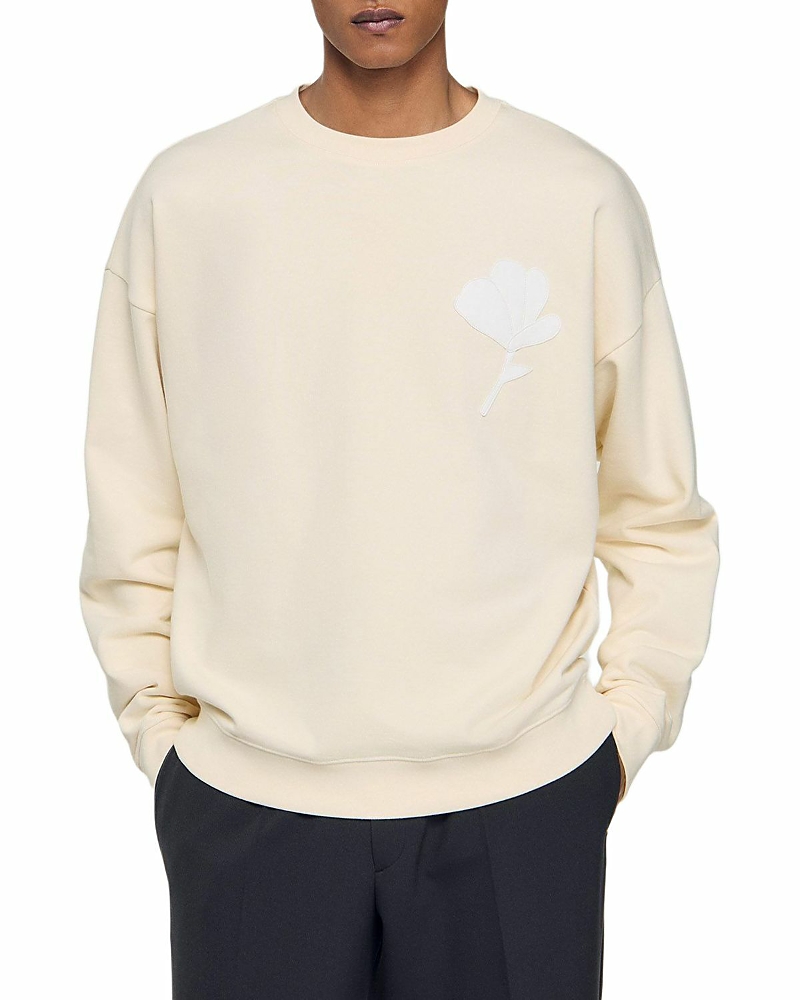 Sandro Cotton Floral-patch Sweatshirt In Yellow
