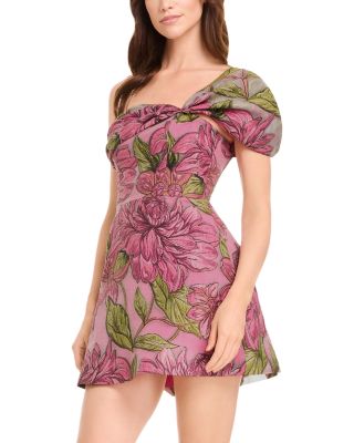 Olive Floral One Shoulder Mini Dress