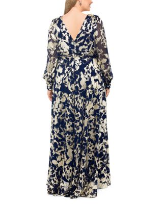 Plus Foil Printed Mesh Gown