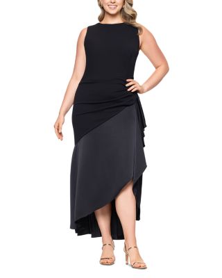 Plus Mixed Media Ruffle Gown