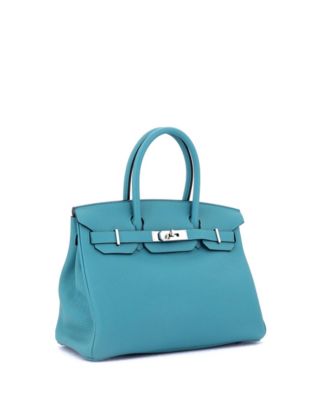 Birkin 30 Handbag Blue Togo with Palladium Hardware