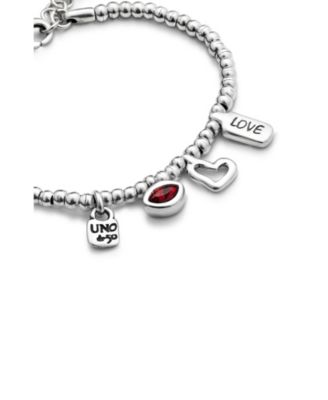 Sterling Silver-Plated Beaded Bracelet With Charms