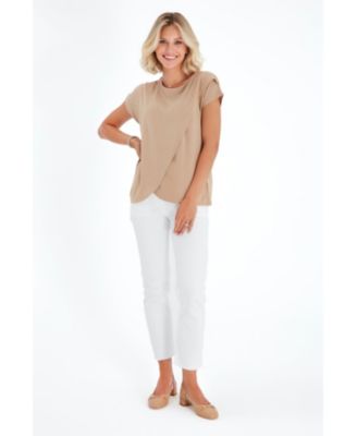 Graceful Non-Denim Foldover Waistband Maternity Pants