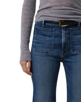 Kimberly Patch Pocket High Rise Flare Leg Jeans in Abalone