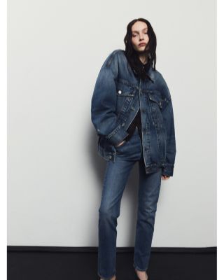 90’s Pinch Waist High Rise Straight Leg Jeans in Overcast