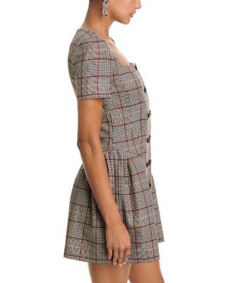 Check Short Sleeved Mini Dress