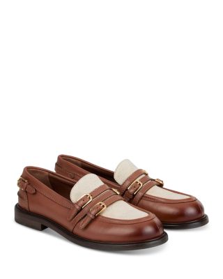 Women&#39;s Shiny Leather Buckled Loafers