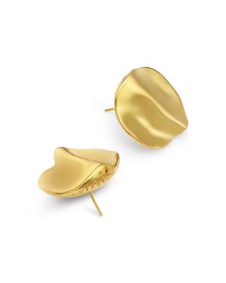 Wavy Texture Button Stud Earrings in 14K Yellow Gold