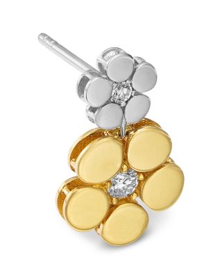 18K White & Yellow Gold Daisy Diamond Drop Earrings