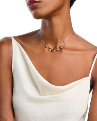 Citrine Five Stone Collar Necklace in 14K Yellow Gold, 16-18"