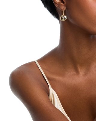 Prasiolite Oval  Drop Earrings in 14K Yellow Gold