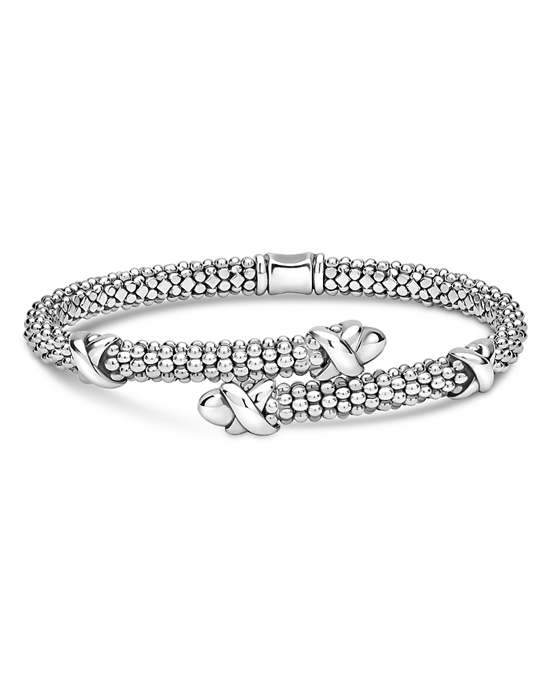 Lagos Sterling Silver Embrace Caviar Bead Bypass Bracelet In Metallic