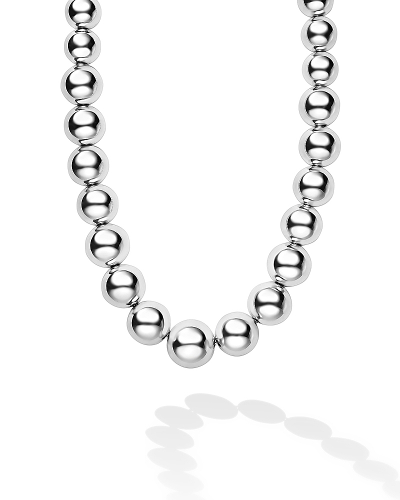 Lagos Caviar Bubbly Graduated Bead Collar Necklace In Silver