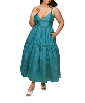 slim fit dress slacks Unique Vintage Plus Size Green & Fruit Trim Cotton Flare Dress main image 1