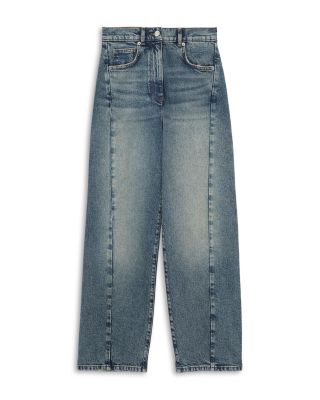 Petites Molly High Rise Barrel Jeans in Mid Blue