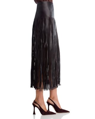 Monte Leather Fringe Skirt