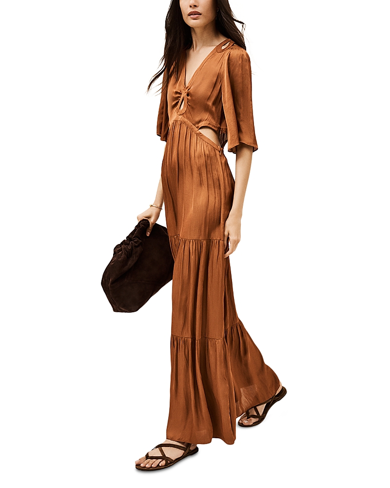 Ba&sh Cut-out Tiered Maxi Dress In Multi