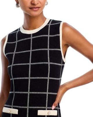 Check Sleeveless Round Neck Dress