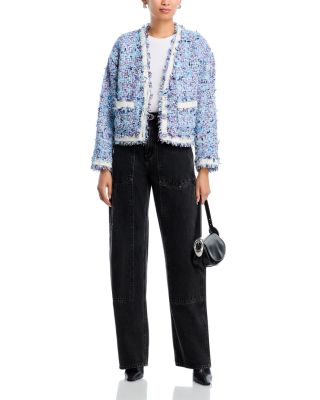 Ribbon Tweed V Neck Jacket - Exclusive